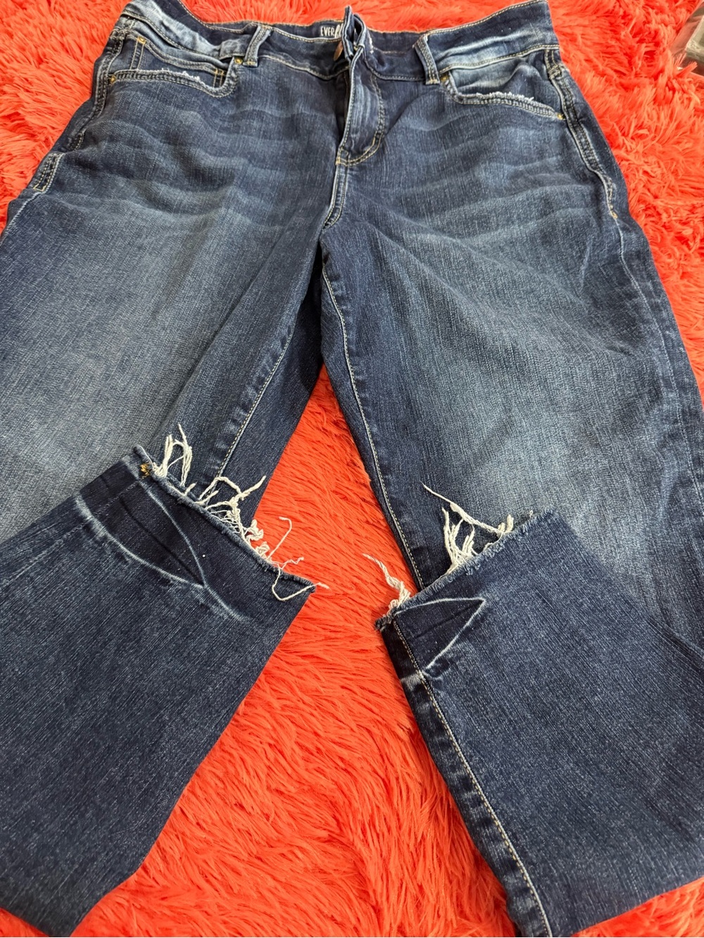 Maurices Dark Blue Distressed Cropped Jeans